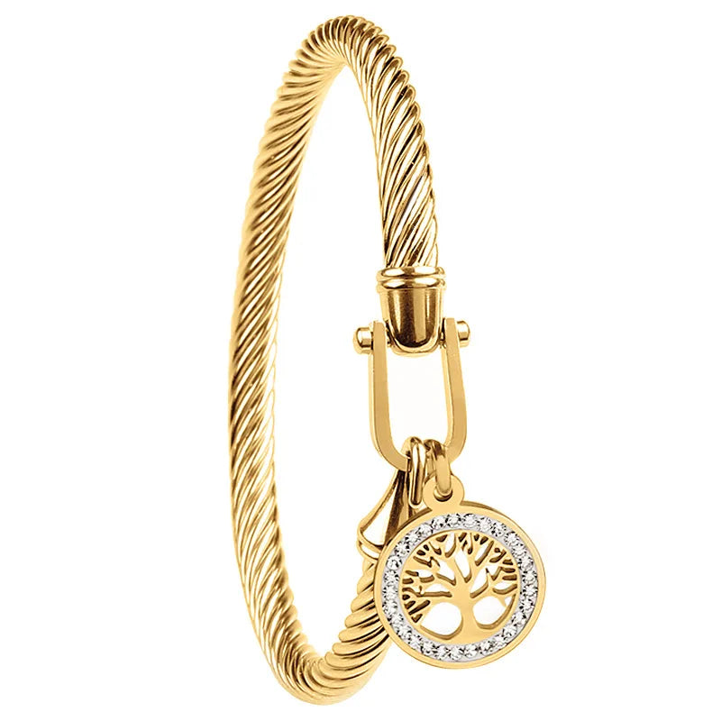 Elara Black Charm Bangle