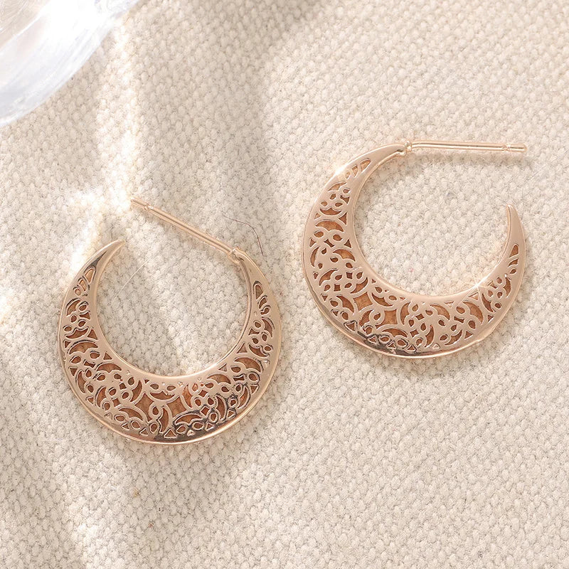Crescent Hollow Hoop Earrings
