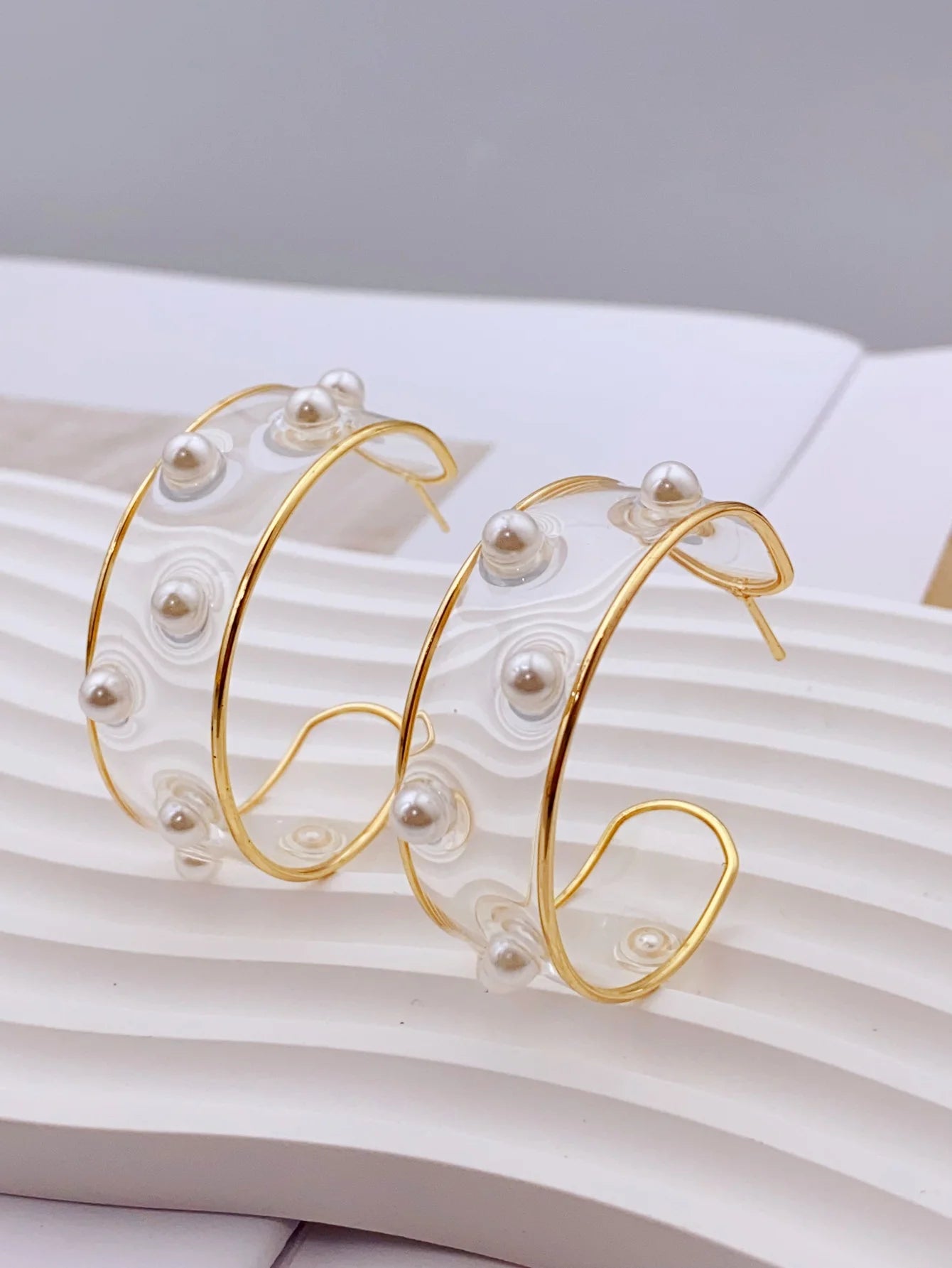 Floral Resin Hoop Earrings