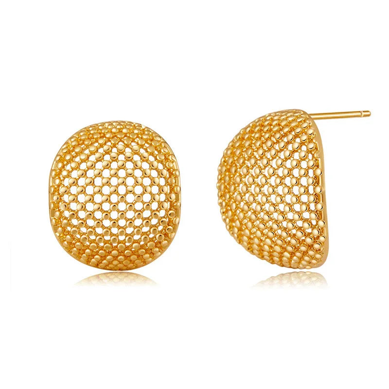 Net Semicircle Stud Earrings