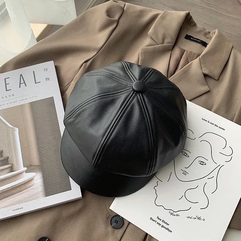 Noelle Leather Beret