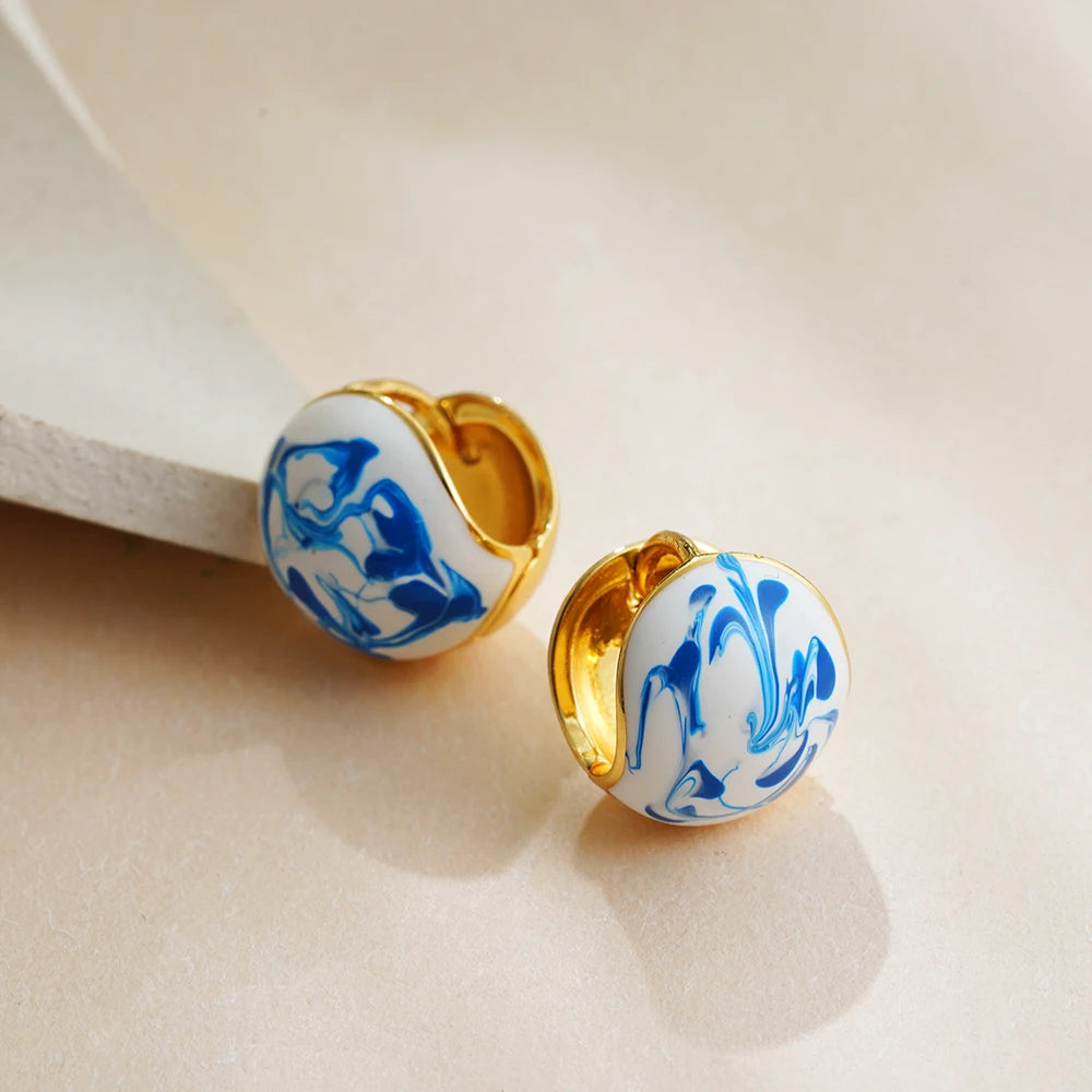 Celine Enamel Hoop Earrings