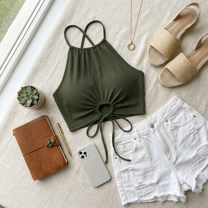 Backless Knit Crop Cami