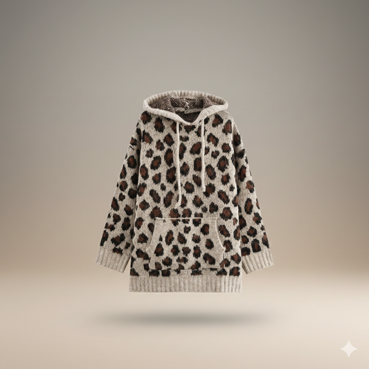 Avery Leopard Knit Hoodie