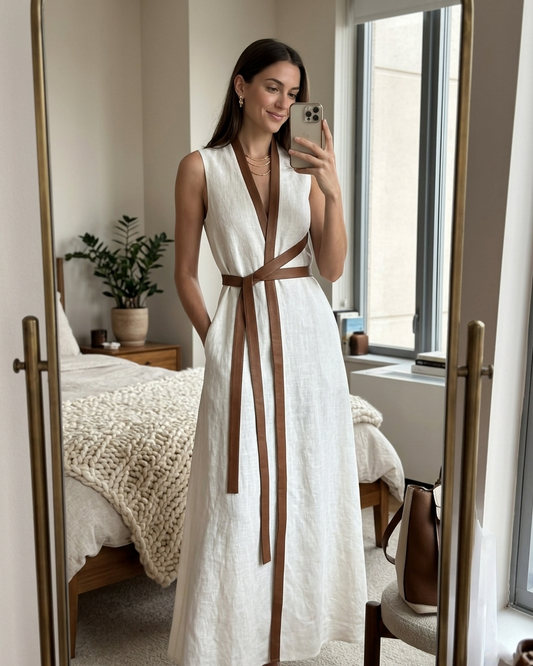 Striped V-Neck Maxi Dress