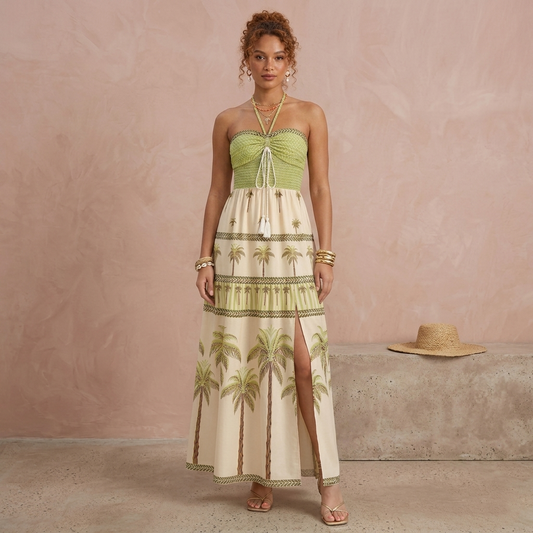 Printed Halter Maxi Dress