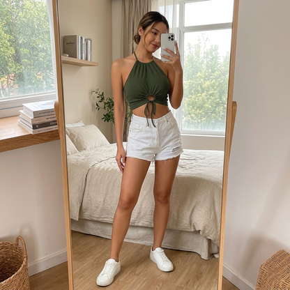 Backless Knit Crop Cami