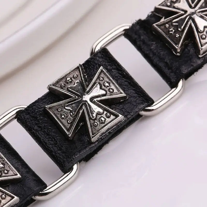 Punk Cross Leather Bracelet