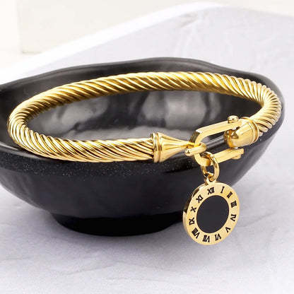 Elara Black Charm Bangle