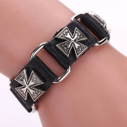 Punk Cross Leather Bracelet