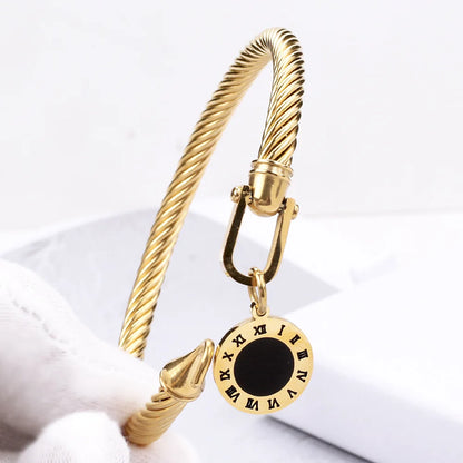 Elara Black Charm Bangle