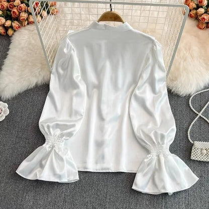 Alina Satin Ruffle Blouse