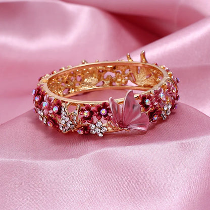 Vintage Butterfly Flower Bangle