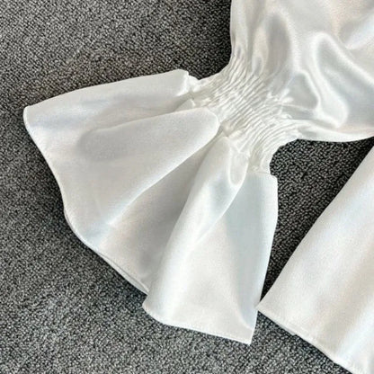 Alina Satin Ruffle Blouse