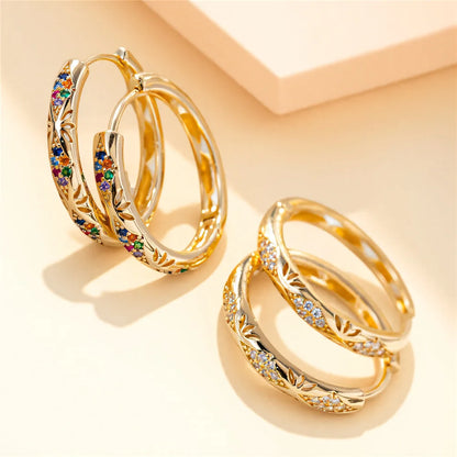 Rainbow Zircon Hoop Earrings