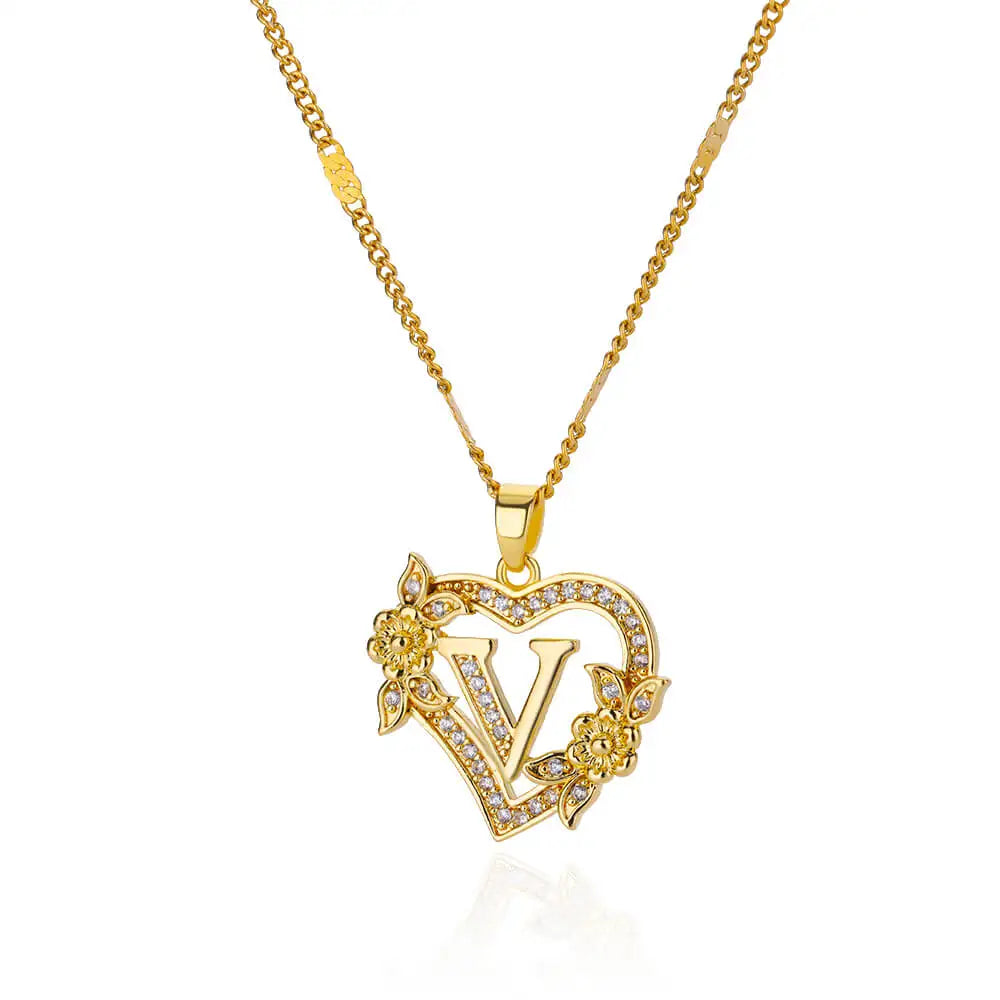 Julie Heart Initial Necklace