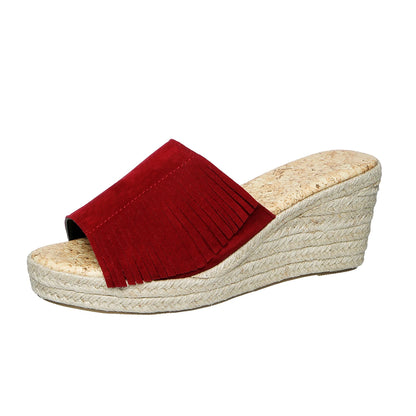 Hannah Suede Tassel Sandals