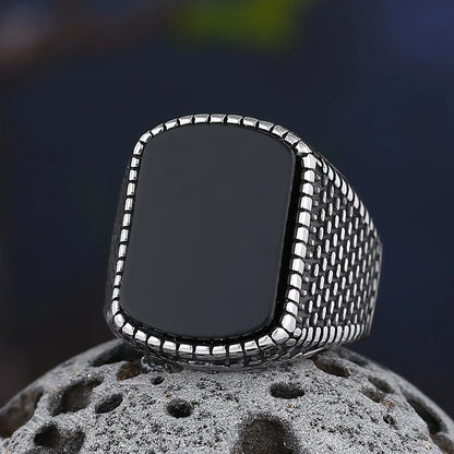 Onyx Geometric Ring
