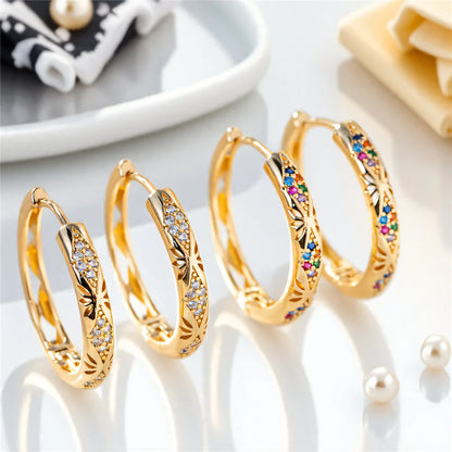 Rainbow Zircon Hoop Earrings