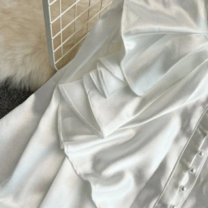 Alina Satin Ruffle Blouse