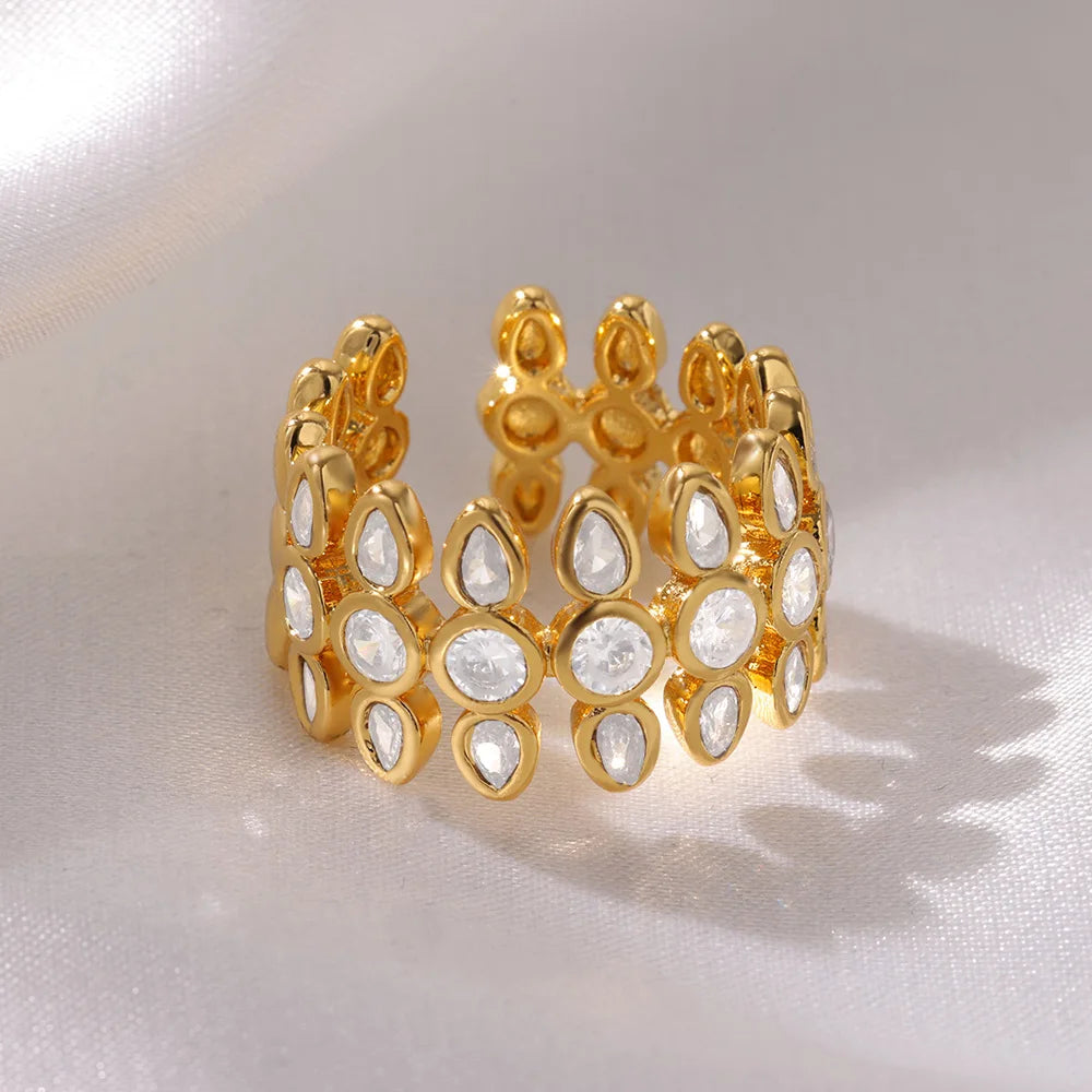 Zircon Geometric Gold Ring