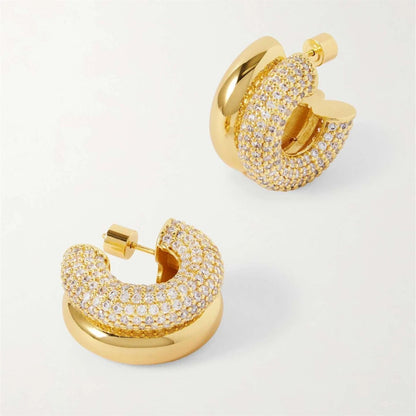 Double Ring C-Shaped Earrings