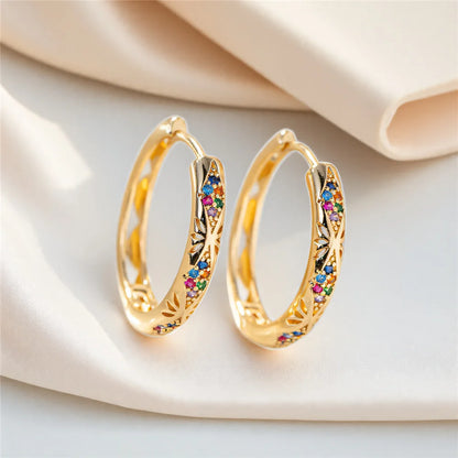 Rainbow Zircon Hoop Earrings