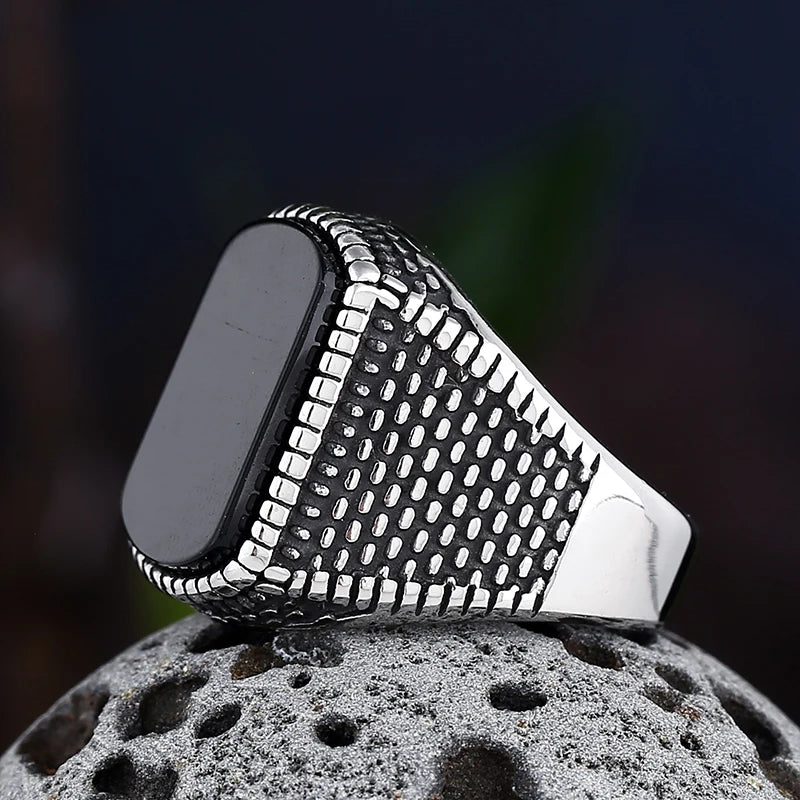 Onyx Geometric Ring