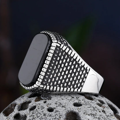 Onyx Geometric Ring