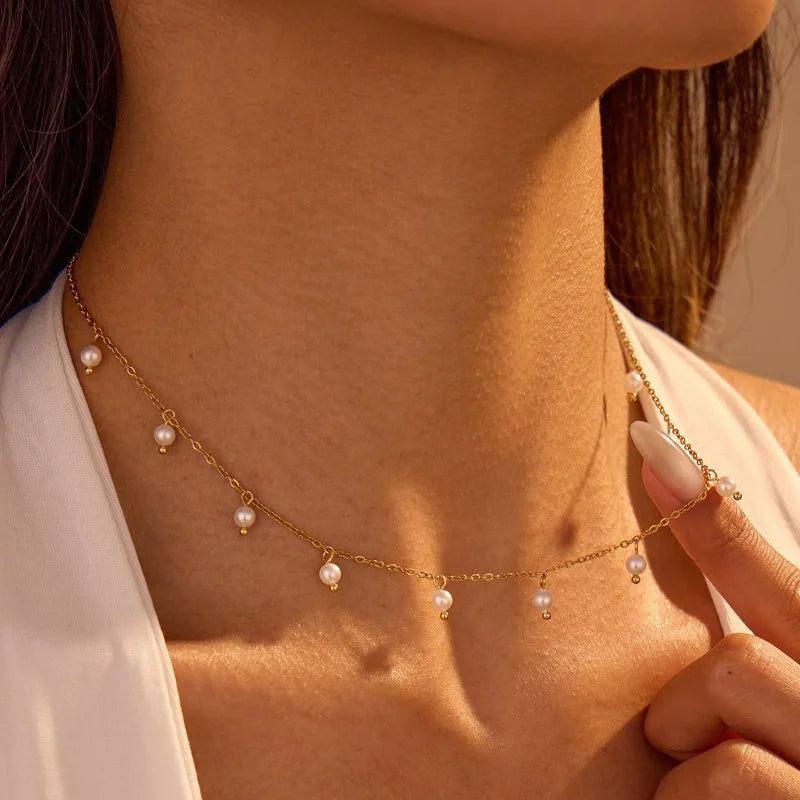 Celeste Pearl Fringe Necklace