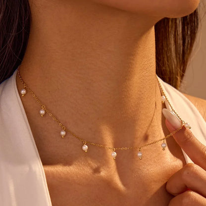 Celeste Pearl Fringe Necklace