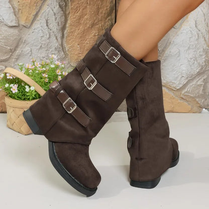 Maria Buckle Suede Boots