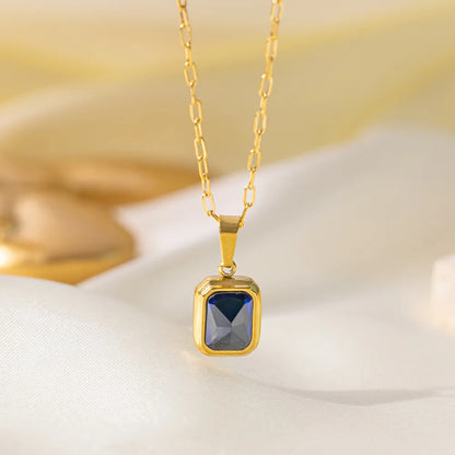 Square Crystal Zircon Pendant Necklace
