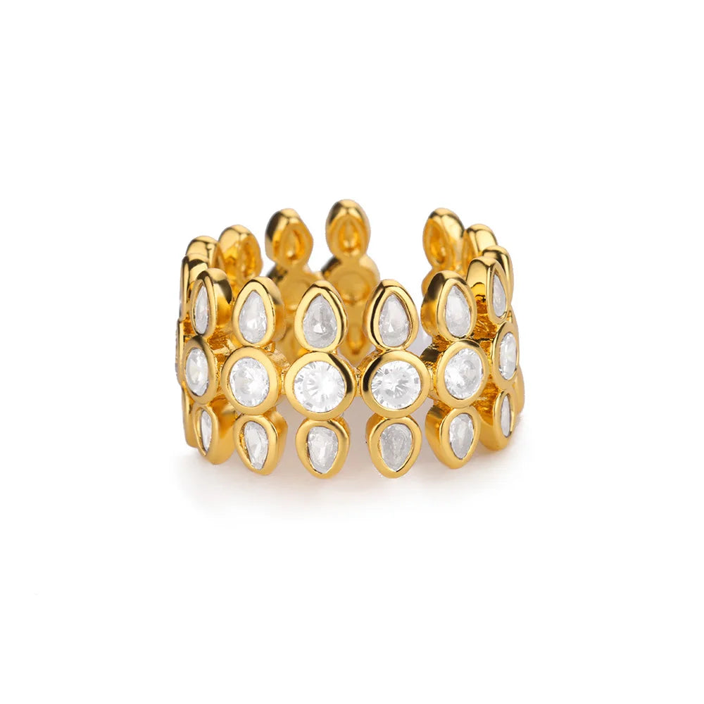 Zircon Geometric Gold Ring