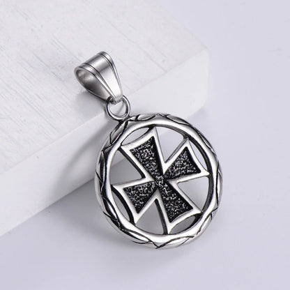 Retro Cross Circle Pendant Necklace