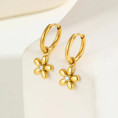 Flora Zircon Hoop Earrings