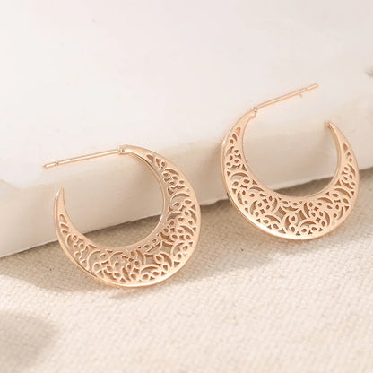 Crescent Hollow Hoop Earrings