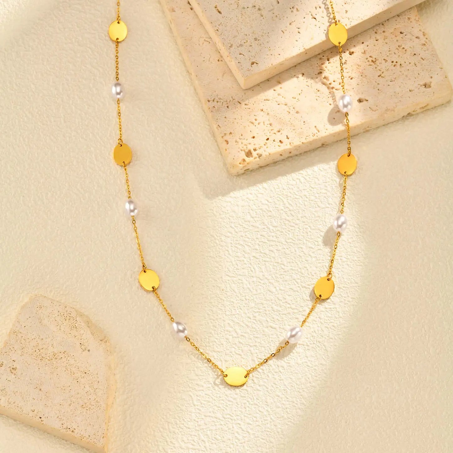 Elena Pearl Plate Necklace