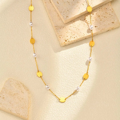 Elena Pearl Plate Necklace