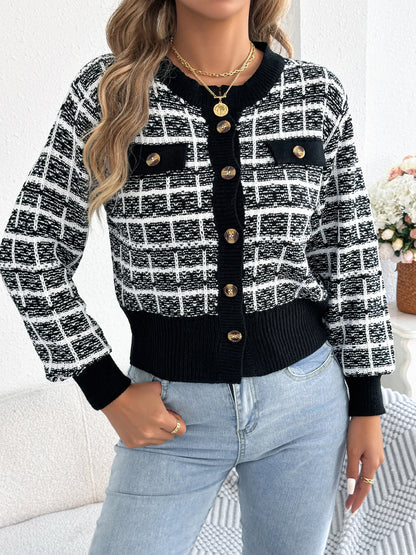 Clara Plaid Button-Up Cardigan