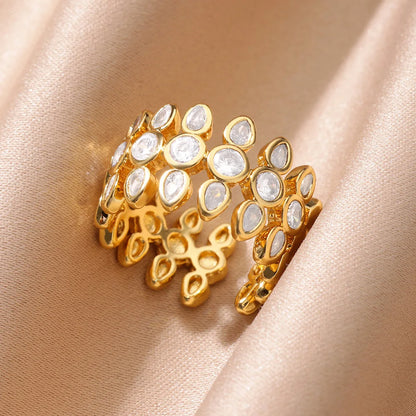 Zircon Geometric Gold Ring