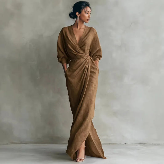 Draped Split Maxi Dress