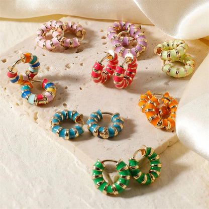 Ruby Enamel Hoop Earrings