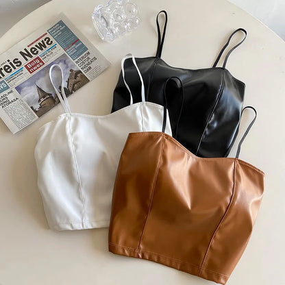 Rhea Leather Crop Top