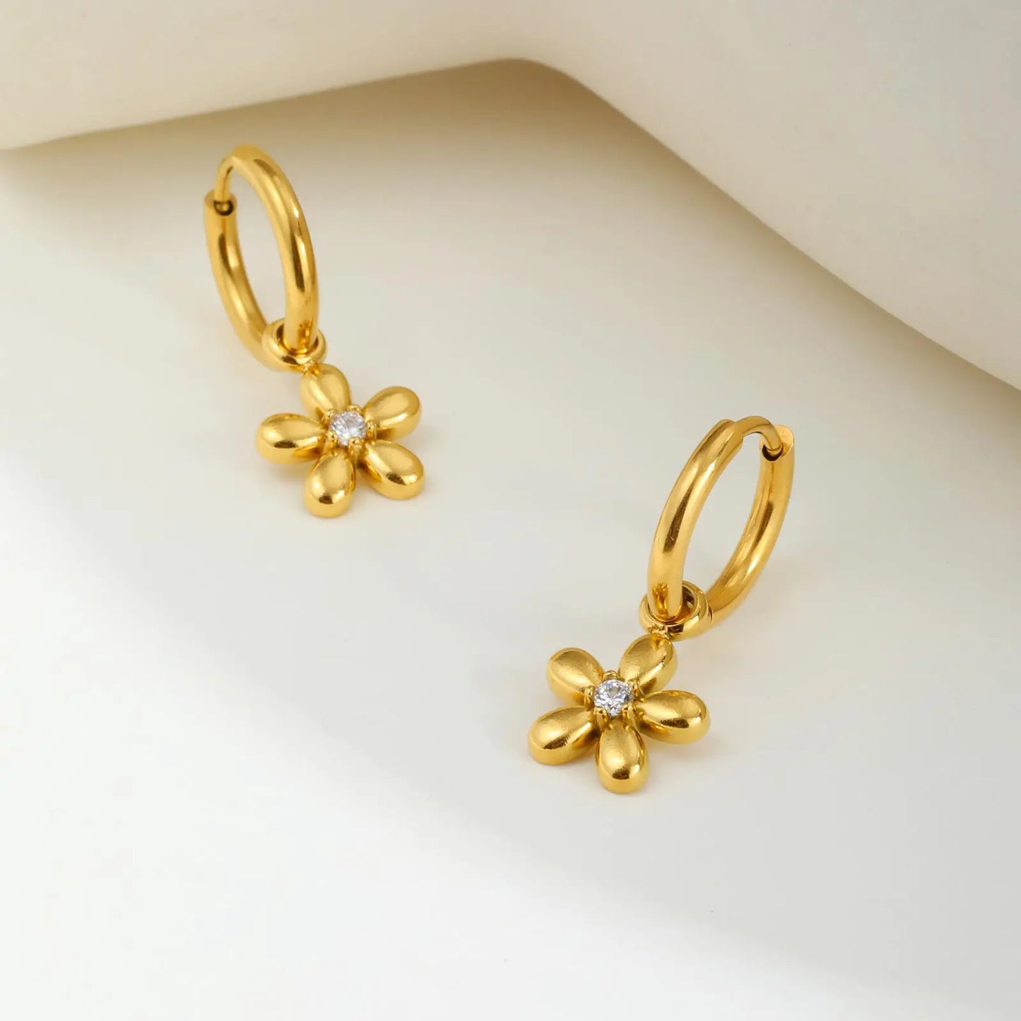 Flora Zircon Hoop Earrings