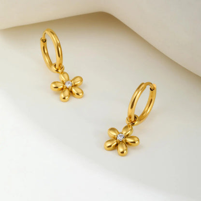 Flora Zircon Hoop Earrings