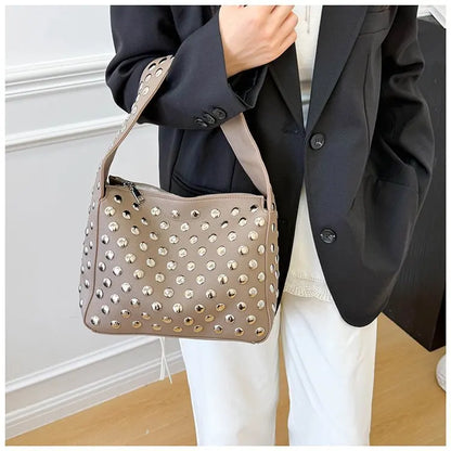 Arc Studded Leather Bag