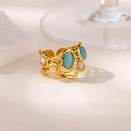 Solene Geometric Opal Ring