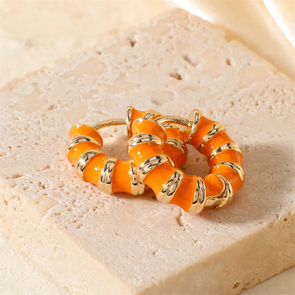 Ruby Enamel Hoop Earrings