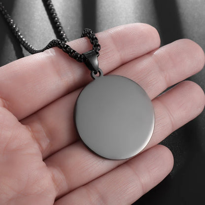 Polished Round Medal Pendant Necklace